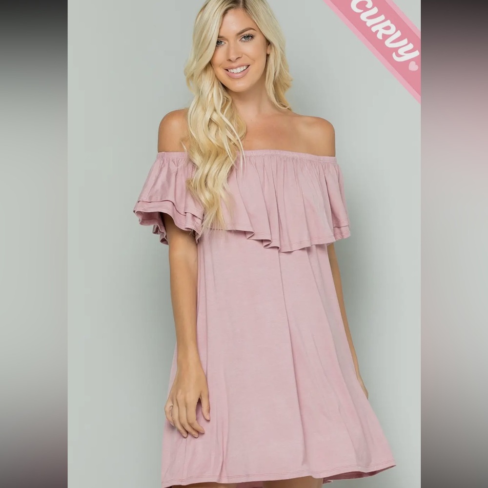 NWT Pink Off-Shoulder Dress Plus Size - Picture 3 of 3